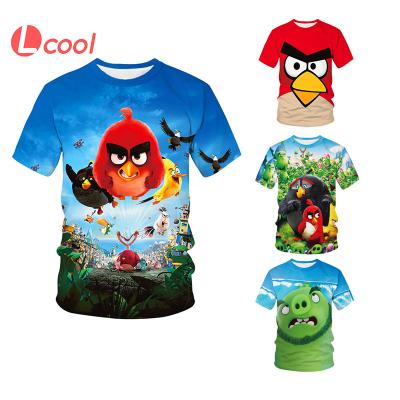 China Angry Birds Boys Wholesale High Quality Men's Anti-wrinkle Lcool Polyester T-shirts 3D Sublimation Printing T Shirt for sale