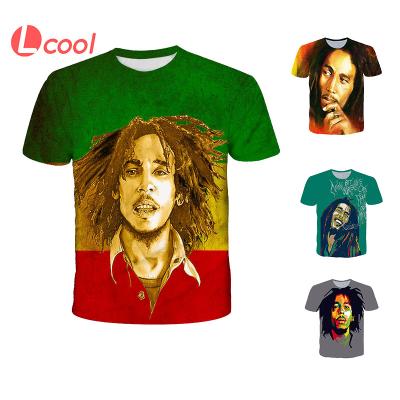 China oversized singer arrived Bob Marley 3D anti-wrinkle Lcool rock band T-shirt reggae music new printed plus size t-shirts for sale