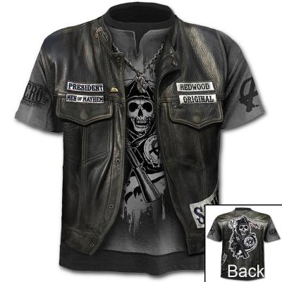 China Anti-Wrinkle Lcool Men's Tee Streetwear Oversized T-shirt Short Sleeve Skull Design 3d Digital Printing Shirts for sale