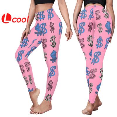 China Wholesale Lcool Breathable Silver Printed Breathable Yoga Leggings Fitness Workout Gaiters Gym Pants For Women for sale