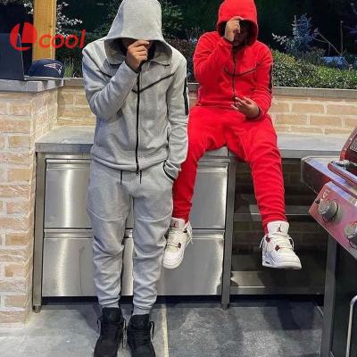 China Full Zipper Breathable Custom Logo Lcool Hoodies Men Polyester Sweatsuit Two Piece Jogger Tracksuit Sportswear for sale