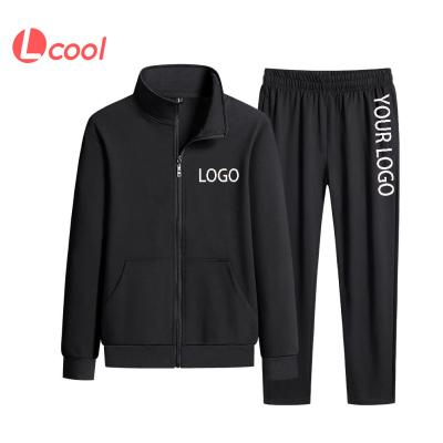 China Lcool Breathable Custom Logo Two Piece Pant Suit Sports Wholesale Jogging Mens Tracksuit Men's Two Piece Set for sale