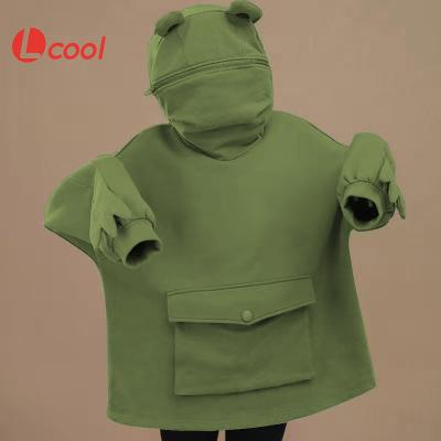 China Wholesale Loose Oversize Funny Frog Face Cover Pullover Lcool Couples Hoodie Anti-Wrinkle Senior Hoodie for sale