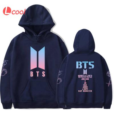 China Anti-wrinkle Lcool custom printed plus size sweatshirt dropped shoulder BTS kpop hoodie long sleeve for sale