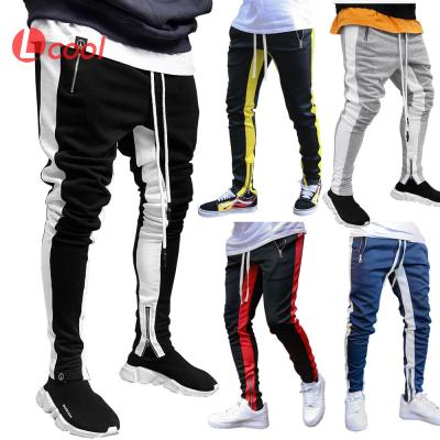 China Anti-wrinkle Lcool new product sports pants for men stripe cool side zipper casual jogger pants for men for sale