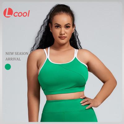 China Lcool Fashion Breathable Training Underwear Plus Size Yoga Bra Sports Bra Betrayal Straps Fitness Yoga Bra For Exercise for sale