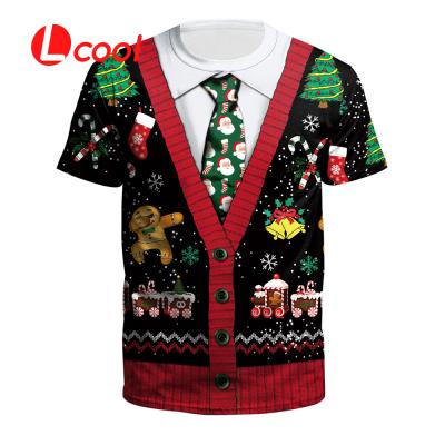 China Hot Sale Lcool 3D Printing Christmas Shorts Sleeve Tee Shirt Anti-wrinkle Teams Unisex T-shirts For Men/Women for sale