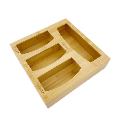 China Bamboo Kitchen Drawer Variety Bag Storage Viable Ziplock Organizer and Suitable Size Bag Dispenser for sale