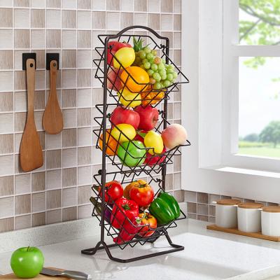 China Kitchen Metal Basket Organizers Stacking Shelves Vegetable Storage Kitchen Racks and Baskets for sale