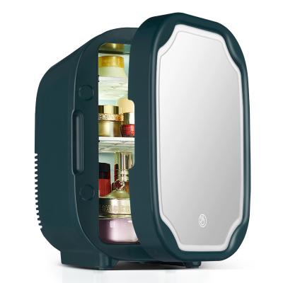 China Home Hotel Mini Cooler 4L Car Mirror Door Mini Cooler Car Makeup Fridge Skin Care Portable Bar Club Cosmetic Fridge for sale