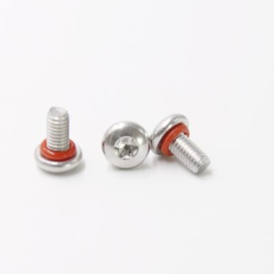 China Waterproof Pan M3 6 Lobe Pan Head Screws With Orange Sealing Gaskets for sale