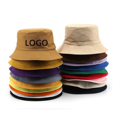 China Sunshade Solid Color Summer Spring Women Sun Bucket Hat Fisherman Hats Custom Embroidery Reversible Logo for sale