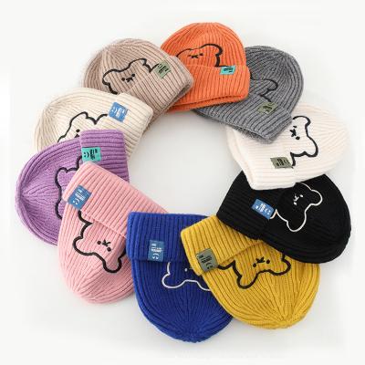 China New JOINT Gorros Cardboard Warm Bear Embroidered Custom Winter Ski Beanie Hat Kids Baby Children Knitted Hat for sale