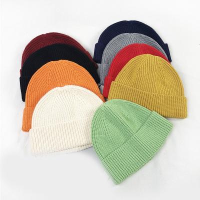 China Wholesale COMMON Skully Beanie Cap Unisex Custom Knitted hats plain knit beanies with custom logo for sale