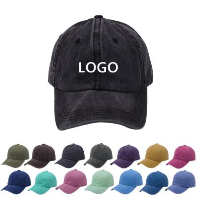 China COMMON Outdoor Unisex Plain Sports Hat Washed Cotton Distressed Custom Logo Dad Hat Adjustable Baseball Hat for sale