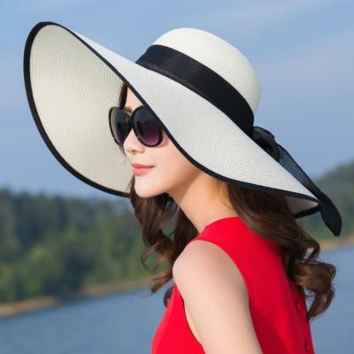 China Beach Foldable Bohemian Hat Panama Wide Brim Beach Hats For Summer Custom Women Sliver Upf 50 Sun Straw Hat for sale