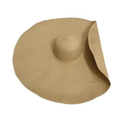 China Character Summer Oversized Wide Brim Floppy Disc Beach Sun Sombreros Sombreros Paper Women Straw Hats for sale