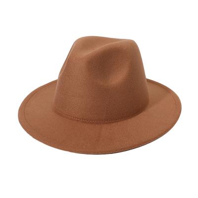 China 2022 Wholesale Striped Wide Brim Panama Fedora Hats For Men Fedora Hats Women Wool Felt Hat for sale