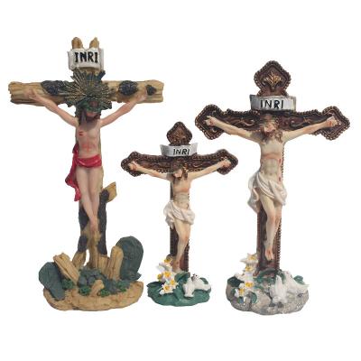 China Religious Resin Crafts Good Friday Church Jesus Cross Resin Ornaments Home Decorations for sale