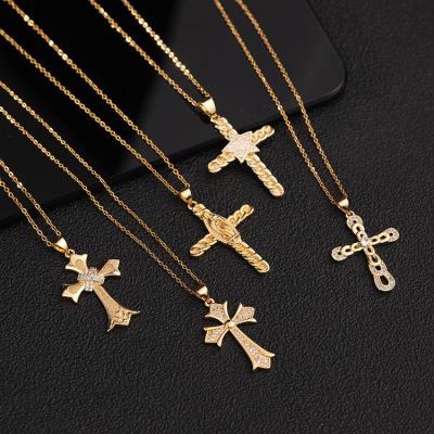 China Personality Gold Plated Cross Star Madonna Zircon Jewelry CLASSIC Micro-inlaid Pendant Necklace for sale