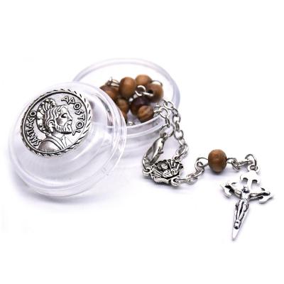 China 2022 New Religious Wooden Gift Rosary Bracelet Santiago Cross Box Set Catholicism Prayer Beads Rosaries for sale