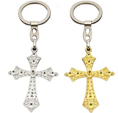 China Christian Gifts Jesus Cross Pendant Crucifix 2022 Key Chain Key Chain Wholesale Religious Gold Zinc Alloy Metal for sale