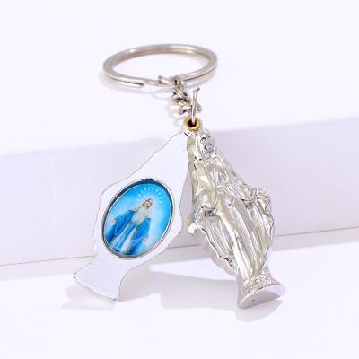 China Religious image Jesus Keychain of Mary Christian Split Keyring Metal Acrylic of Blessed Virgin 2022 by wholesales for sale