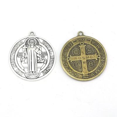 China DIY Jewelry Accessory DIY Combine Jewelry Accessories Religious Catholic Exorcism Around The Holy Cross Jesus Round Christian Card Pendant for sale