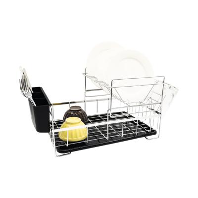 China Sustainable Customized Removable Tasteless 2-Tier 304 Metal Stainless Steel Dish Drying Rack For Holding Plates Glass Cups And Utensils for sale