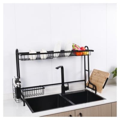 China Viable Wholesales Airing Kitsure Non-Slip Modern Design Over-The-Sink Dish Drying Rack 2-Tier With Drain Board Dish Rack for sale