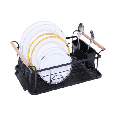 China Viable Wholesales Popular Stainless Steel Drainable Attractive Dish Rack With PVC Bottom Tray Cutlery Basket for sale