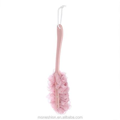 China EXFOLIATING pink color back brush long handle for shower shower brush for skin exfoliating for sale