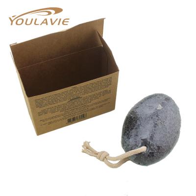 China Brown Color Comfortable Foot Scrubber Volcanic Pumice Stone With LOGO Kraft Private Box for sale