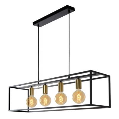 China High Quality Modern Guzhen Edison Bulb Black Drop Shipping Modern Cage Chandelier Lights for sale