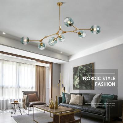 China Creative Nordic Modern Glass Shade Color Style Best Price Magic Bean Chandelier Light Glass Ball Chandeliers for sale