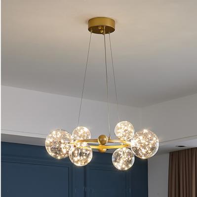 China Modern Luxurious Modern Lamp Copper Glass 6 Light Ball Round Led Chandelier Lights UK for sale