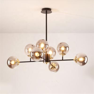 China Haning Modern Design Black Iron Glass Chandelier Modern Simple Nordic Pendant Light for sale