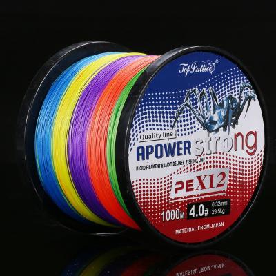 China 1000m durable smooth strong 12 STRANDS braided fishing line PE multifilament line 12LB-200LB fishing line for sale