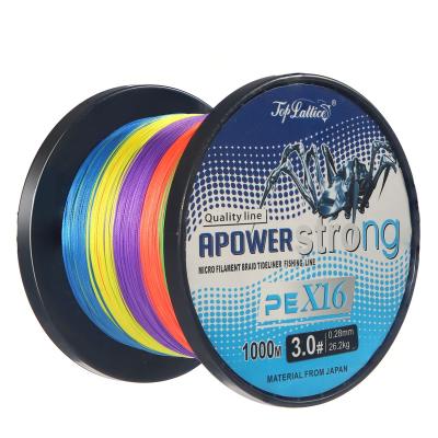 China Amazon Super Strong Hot Sales Wholesales 1000m Fishing Line 16 Braided Fish Line for sale