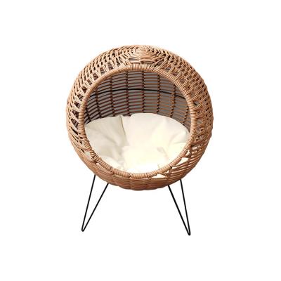 China Creative diy pet cat baskets four seasons porcelain rattan basket breathable semi busy hanging nest for sale