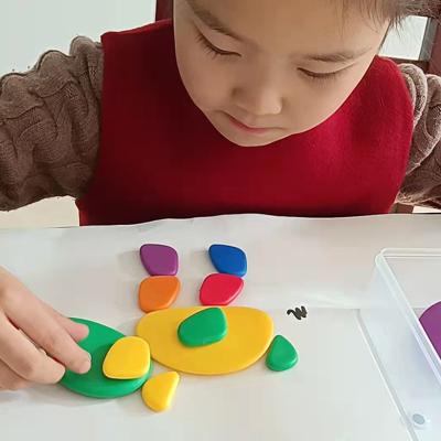 China 2022 Custom Made Color Bright Creativity Education Toy Set Building Blocks ABS Rainbow Balancing Stacking Pebble Stone for sale