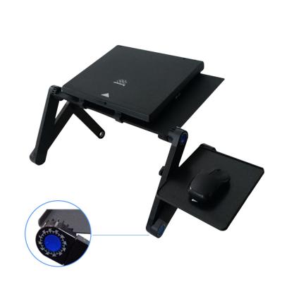 China Factory Price (Height) Adjustable Portable Folding Aluminum Table For Laptop Computer With 2 Fan And Mouse Pad for sale