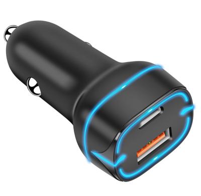 China ABS+PC High Speed ​​Car Charger PD+QC3.0 Output Car Charger Dual USB C Fast Access 18W 20W 30W 30W 45W 65W for sale