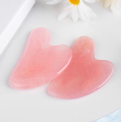 China China Beauty Pink Crystal Skin Care Custom Guasha Face Massage Jade Guasha Tool Set Original Natural Jade Stone for sale