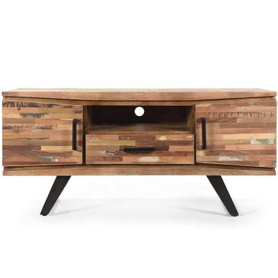 China (Other)Wholesale Adjustable Living Room Furniture Handcrafted Natural Boho Antique Reclaimed Wood TV Stand for sale