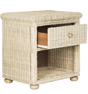 China Wholesale Natural White Wash 1-Drawer Wicker Nightstand (Other) Adjustable Home Furniture for sale