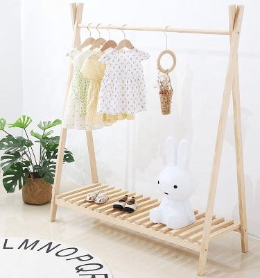 China Wholesale Natural Solid Wood Clothes Shelf Rack (The Other) Adjustable Living Room Furniture And Hat Rack for sale