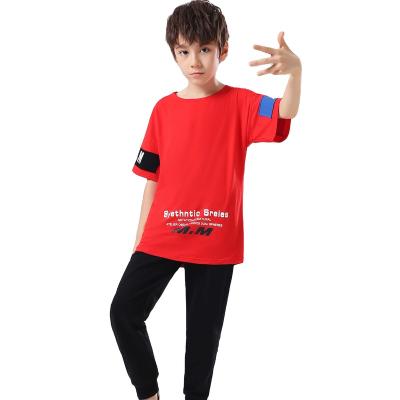 China Breathable Boys Sweatshirts Jogging Custom Kids Boys 170gsm Cotton 180cm 95% Cotton 5% Spandex OEM Color Short Sleeve Pant Set for sale