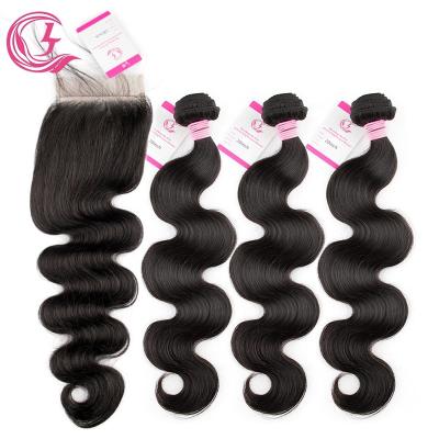 China Free Sample Body Wave CLJhair Virgin Human Hair Wholesale Raw Body Wave 8A Indian Virgin Hair Bundles With Closure for sale