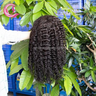 China Hot Sale CLJHAIR Deep Wave Density Cuticle Wig Virgin Hair 180 Aligned Double Curly Hair Pulled Headband Wig for sale